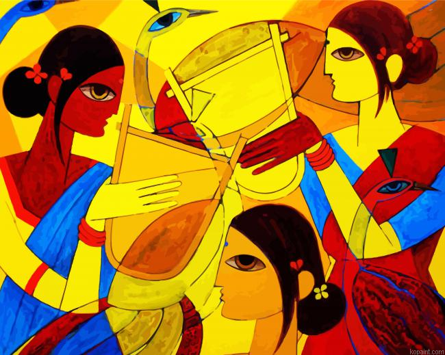 Abstract Tribal Women Painting By Numberss.png