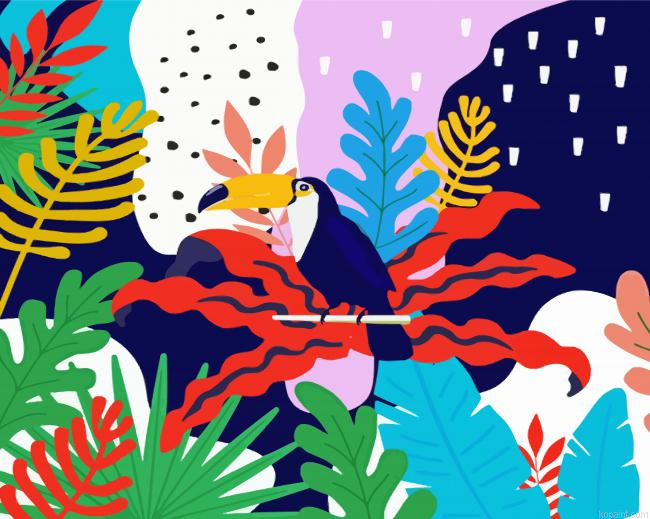 Abstract Tropical Bird Painting By Numberss.png