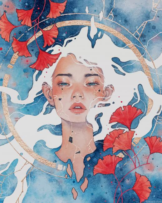Abstract Watercolor Girl New Painting By Numberss.png