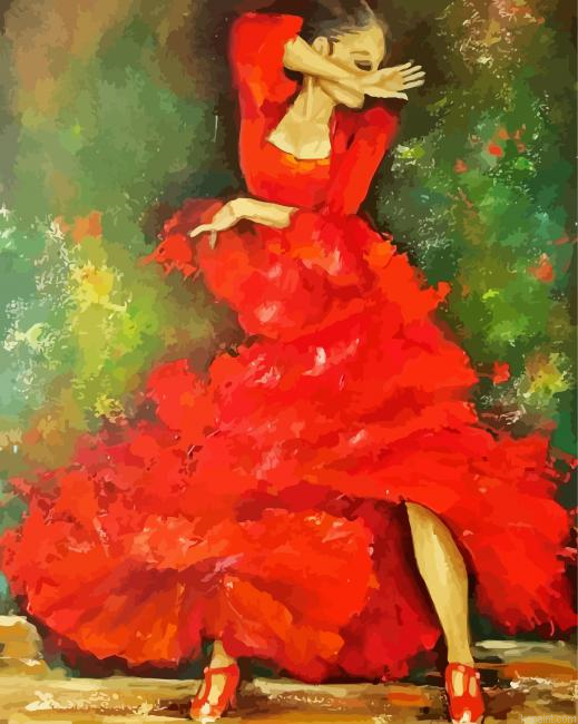 Abstract Woman Dancing Flamenco Painting By Numberss.png