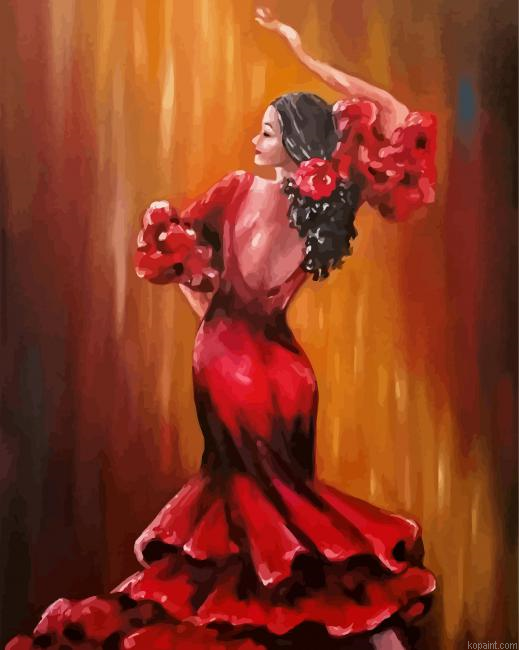 Abstract Woman Dancing With Red Dress Paint By Numbers