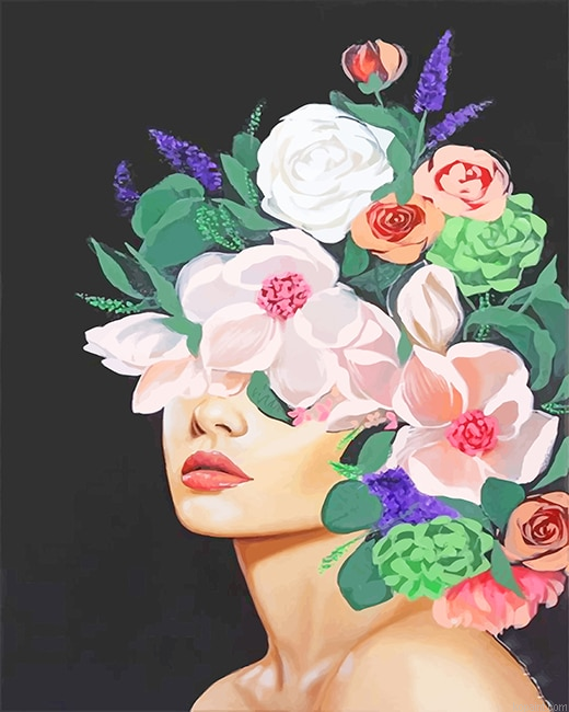 Abstract Woman Flowers Art New Painting By Numberss.png