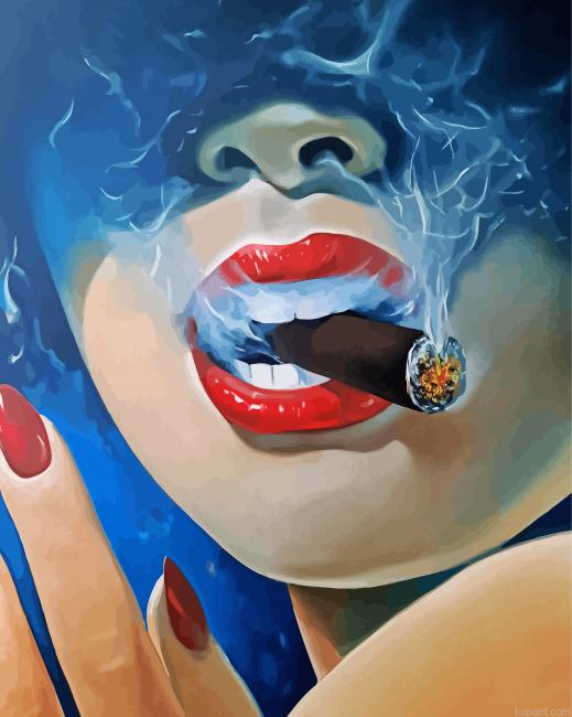 Abstract Woman Smoking Painting By Numberss.png