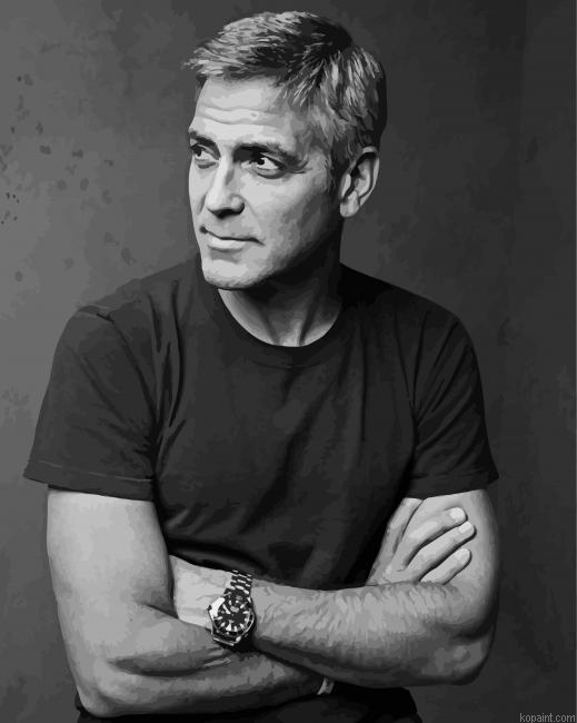 Actor Clooney Black And White Painting By Numberss.png