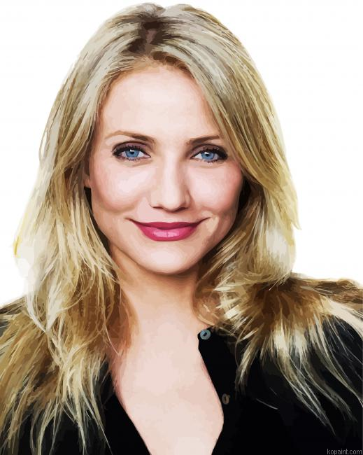 Actress Cameron Diaz Smiling Paint By Numbers.png