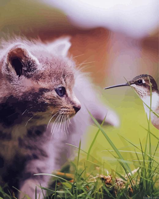 Adorable Cat And Hummingbird Painting By Numberss.png