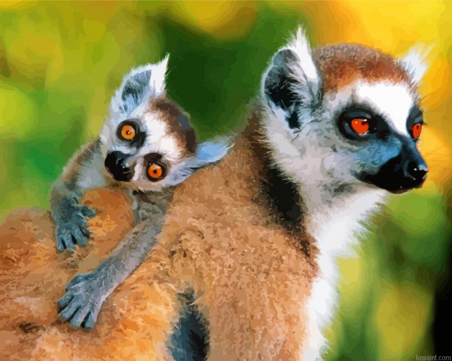 Adorable Ring Tailed Lemur Paint By Numbers