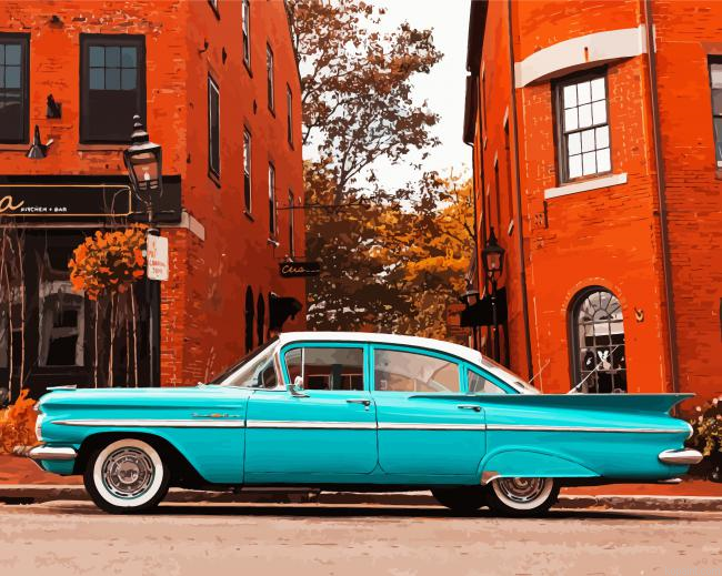 Aestehtic Blue Classic Car Paint By Numbers