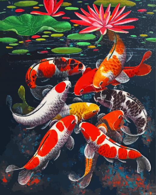 Aesthetic 9 Koi Fish Painting By Numberss.png