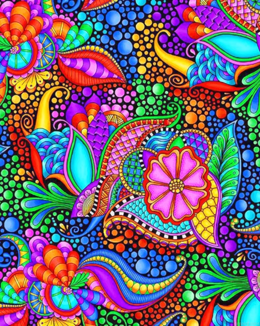 Aesthetic Abstract Flowers Colorful Painting By Numberss.png
