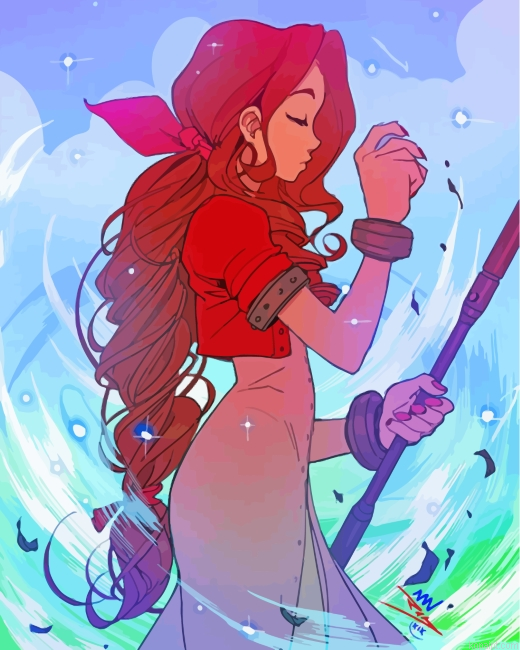 Aesthetic Aerith Gainsborough Painting By Numberss.png
