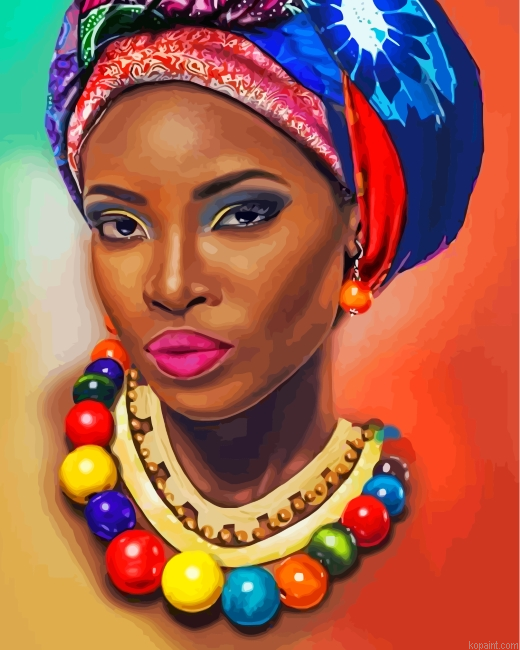 Aesthetic African Woman Painting By Numberss.png