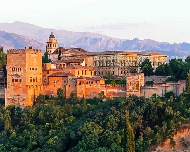 Aesthetic Alhambra Palace Granada Spain Painting By Numberss.png