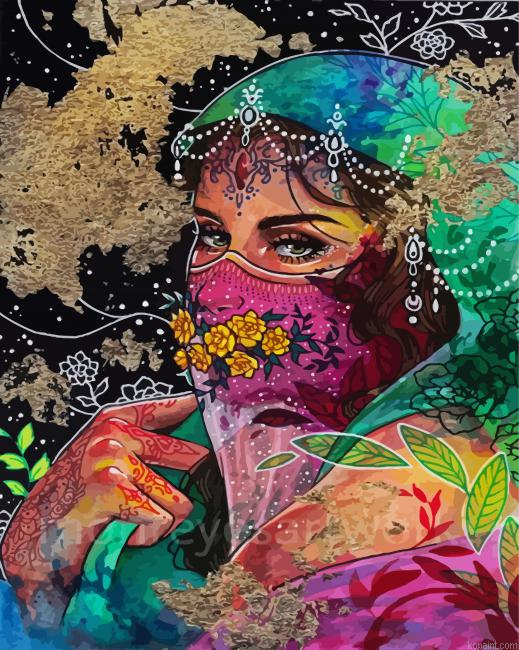 Aesthetic Arab Woman Painting By Numberss.png