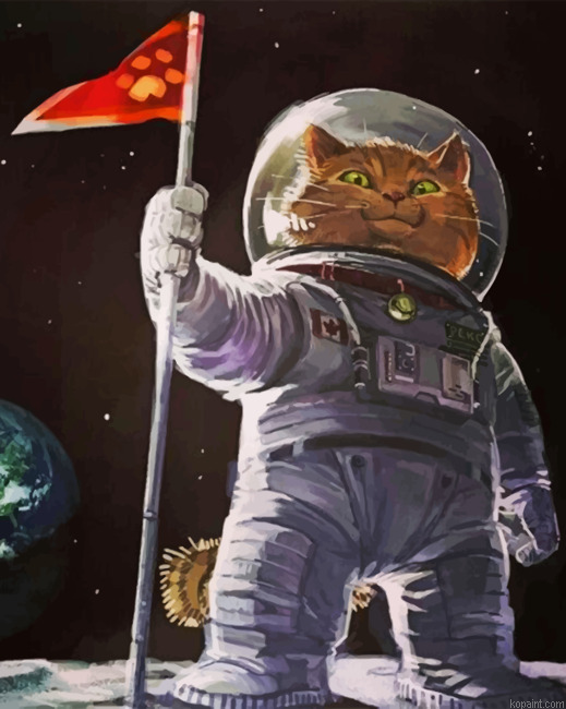 Aesthetic Astronaut Cat Painting By Numberss.png