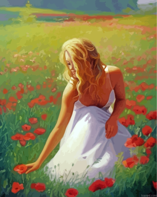 Aesthetic Beautiful Lady Painting By Numberss.png