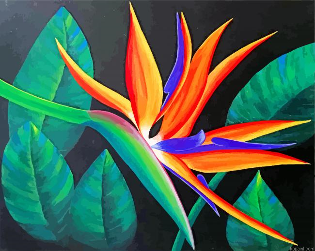 Aesthetic Bird Of Paradise Flower Painting By Numberss.png