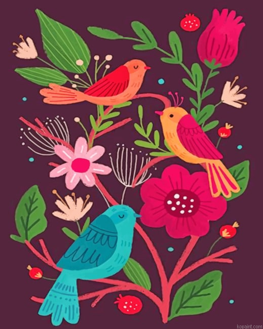 Aesthetic Birds Animals Painting By Numberss.png