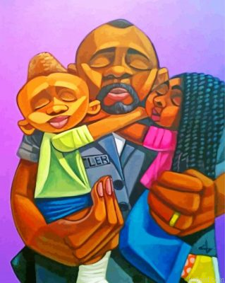 Aesthetic Black Dad And His Kids Painting By Numberss.png