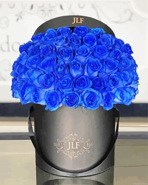 Aesthetic Blue Flowers Bouquet Painting By Numberss.png