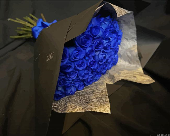 Aesthetic Blue Roses Bouquet Painting By Numberss.png