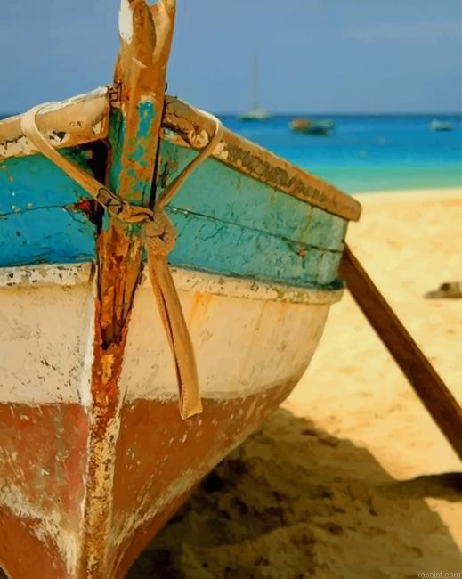 Aesthetic Boat In The Beach New Painting By Numberss.png