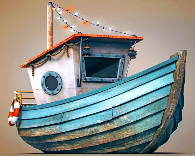 Aesthetic Boat Painting By Numberss.png