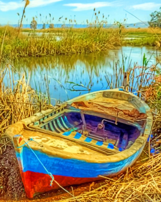 Aesthetic Boat Seascape Painting By Numberss.png