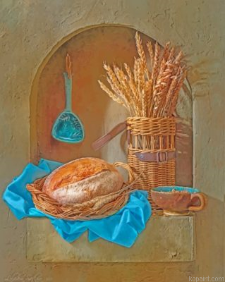 Aesthetic Bread Still Life Painting By Numberss.png