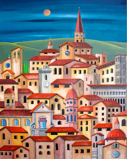 Aesthetic Buildings Painting By Numberss.png