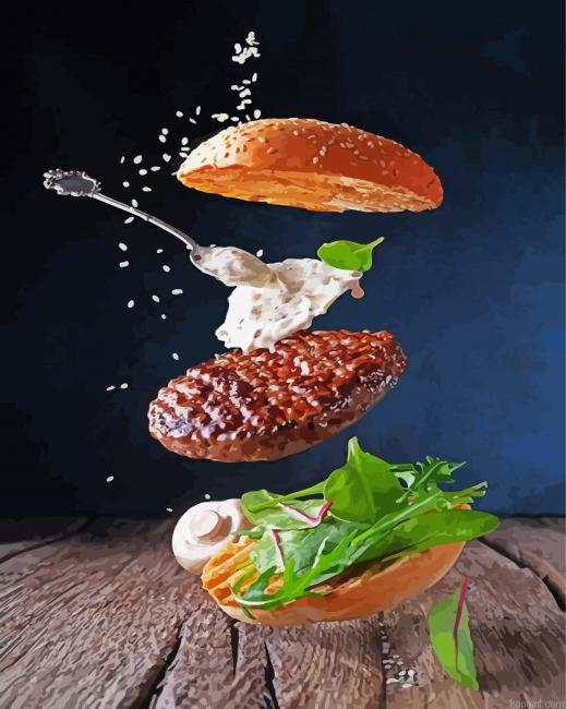 Aesthetic Burger Painting By Numberss.png