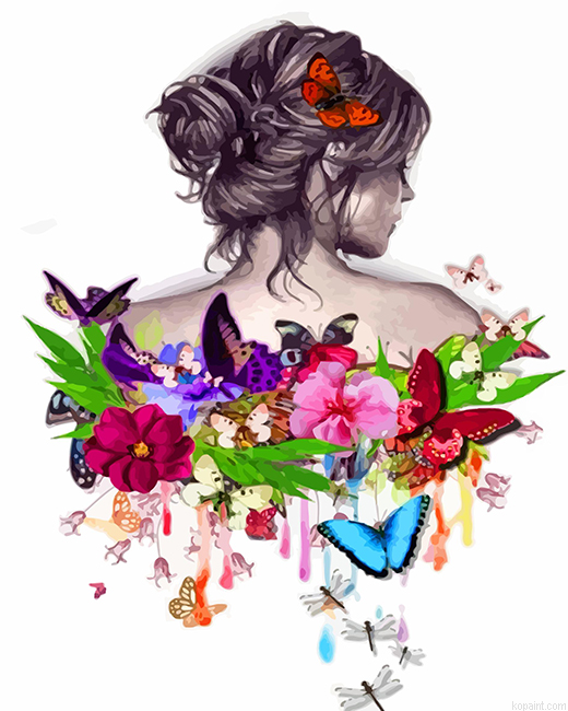 Aesthetic Butterfly Girl Painting By Numberss.png