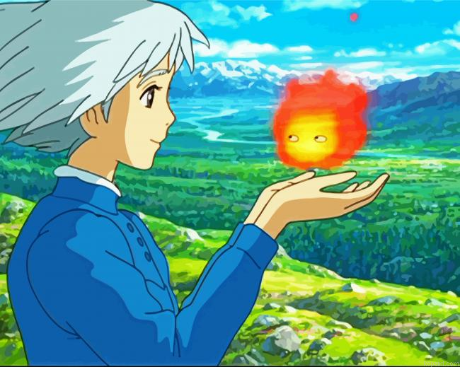 Aesthetic Calcifer With Sophie Painting By Numberss.png