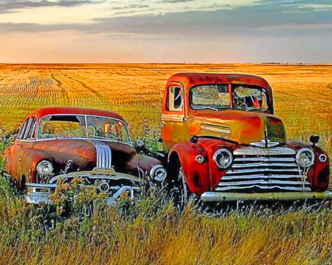 Aesthetic Cars Vintage Painting By Numberss.png