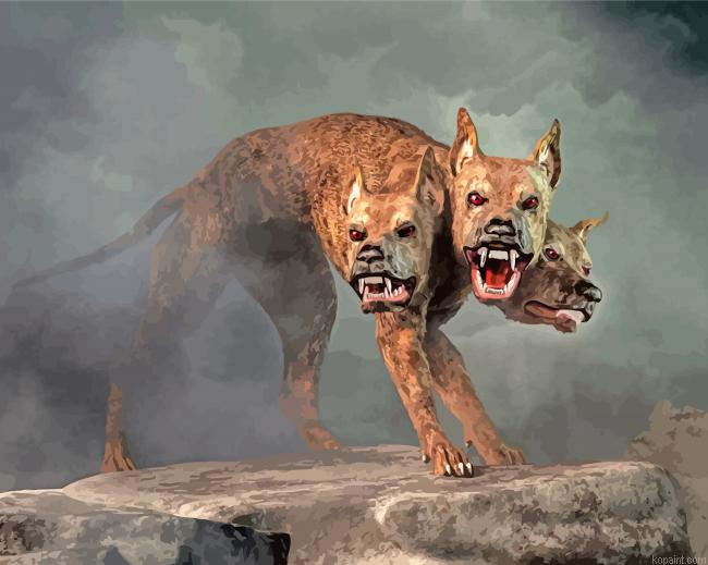 Aesthetic Cerberus Dogs Painting By Numberss.png
