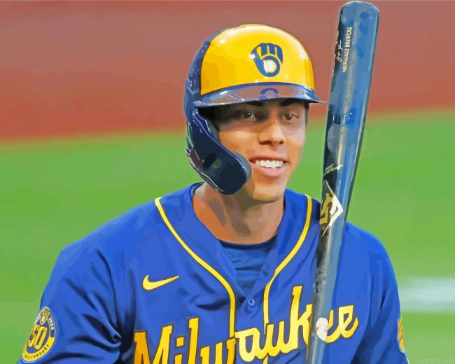 Aesthetic Christian Yelich Player Painting By Numberss.png