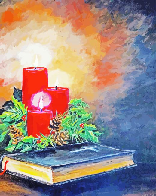 Aesthetic Christmas Candle Painting By Numberss.png