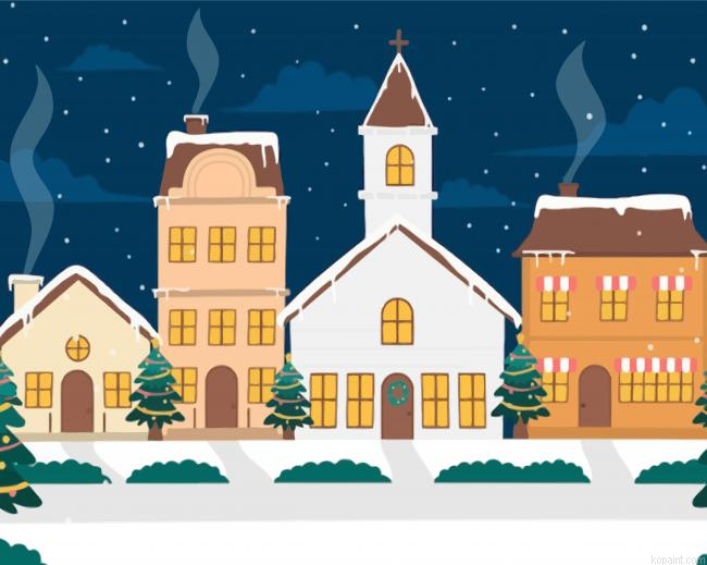 Aesthetic Christmas City Painting By Numberss.png
