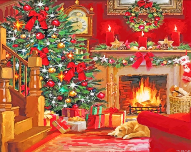 Aesthetic Christmas Fireplace Painting By Numberss.png