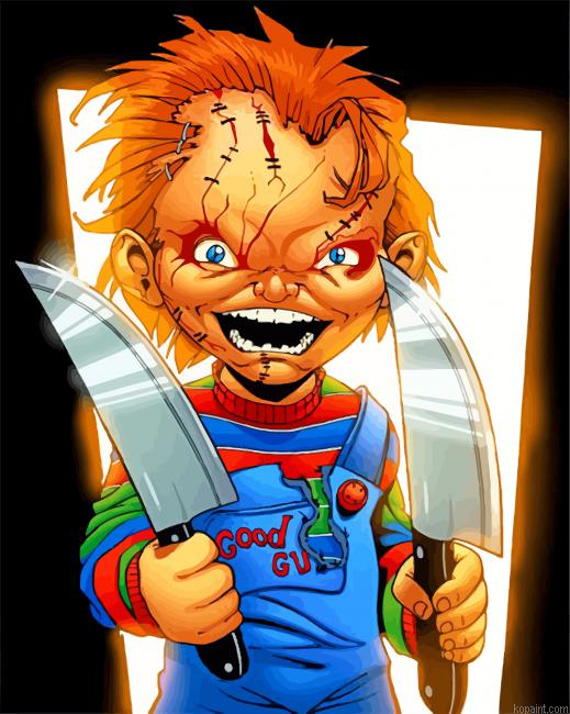 Aesthetic Chucky Holding Knives Painting By Numberss.png