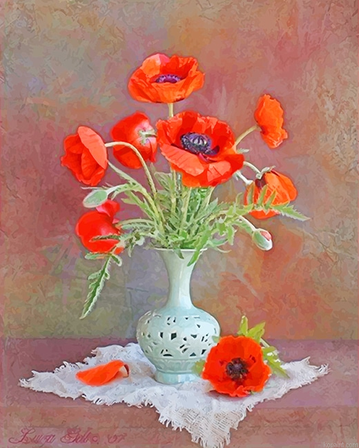 Aesthetic Classy Vase With Orange Flowers New Painting By Numberss.png