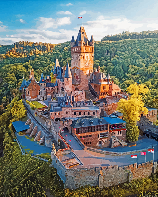 Aesthetic Cochem Castle Painting By Numberss.png
