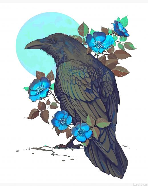Aesthetic Crow Painting By Numberss.png