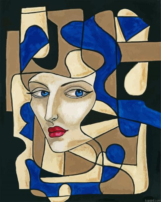Aesthetic Cubism Lady Painting By Numberss.png