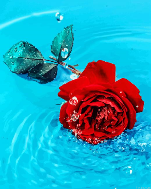 Aesthetic Dark Red Flower Painting By Numberss.png