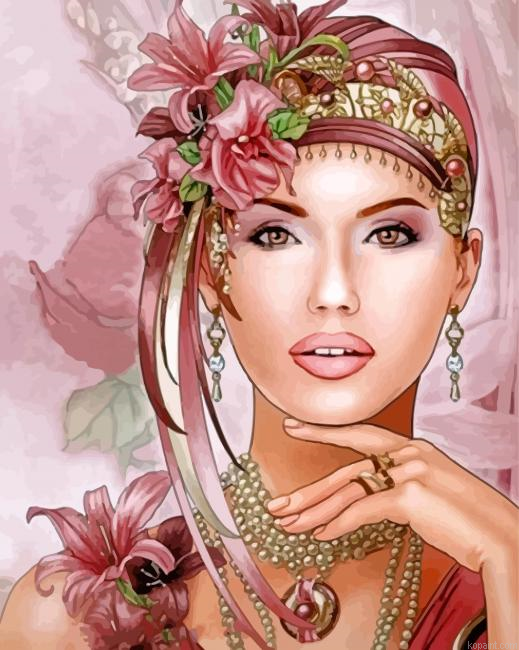 Aesthetic Deco Lady Painting By Numberss.png