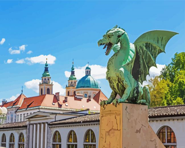 Aesthetic Dragon Bridge Slovenia Paint By Numbers