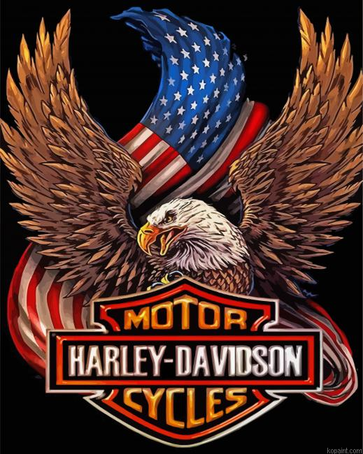 Aesthetic Eagle With Harley Davidson Painting By Numberss.png