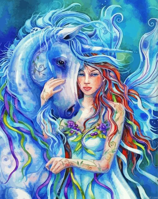 Aesthetic Fairy And Unicorn Painting By Numberss.png