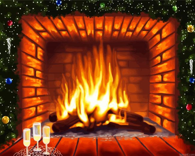 Aesthetic Fire Place Art Painting By Numberss.png